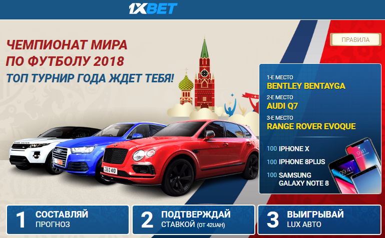Акция на Чемпионат Мира по футболу от 1xbet